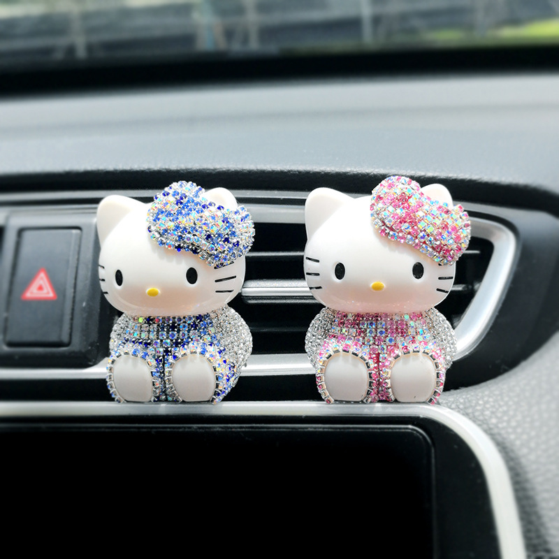 Car Perfume Ornaments Cartoon Cute Kt Air Outlet Aromatherapy Clip New Car Deodorizing Air Conditioning Mouth Decorative Supplies for Women
