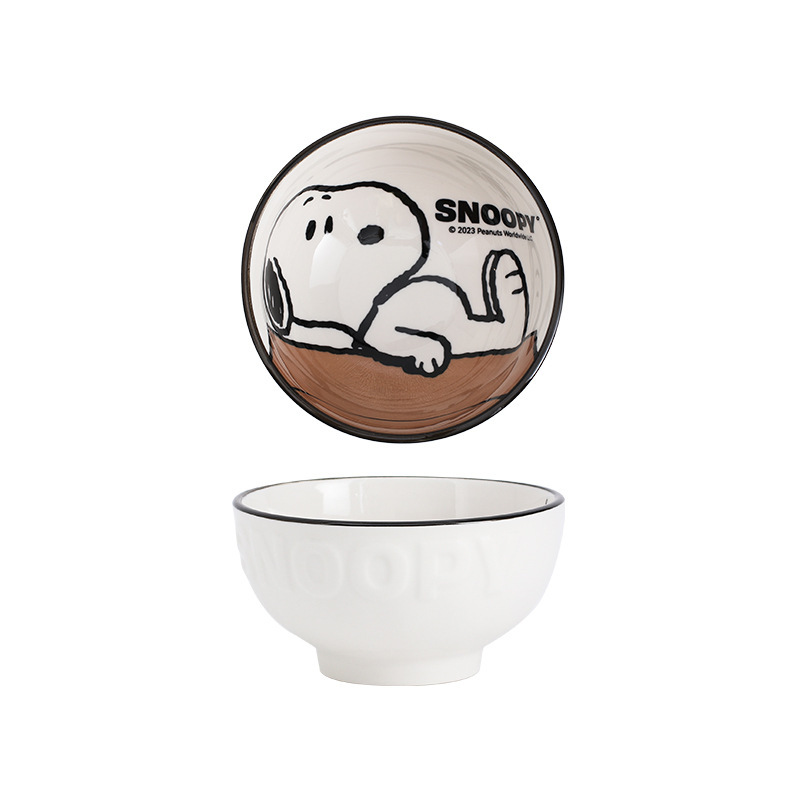 Snoopy cubiertos de cerámica tazón de arroz personal conjunto familiar nuevo regalo de cumpleaños de alto valor