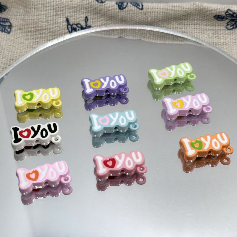 Iloveu English Letter Alloy Oil Dropping Color Tee Hanging Hole DIY Jewelry Accessories Beaded Plate Hand-made