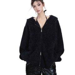 跨境2025春季新款针织开衫女设计感小众休闲大翻领毛衣保暖外套