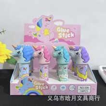 卡通可爱独角兽固体胶创意造型软胶胶棒儿童手工白色胶棒学生礼物