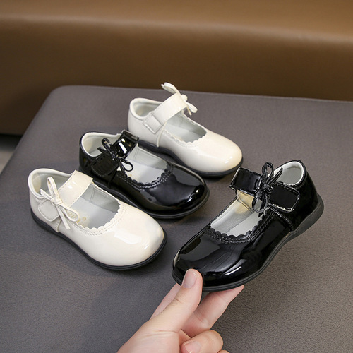 Children's Black Leather Shoes, Performance Shoes for Girls, Princess Single Shoes for Middle Children, Formal Dress Shoes, School Uniform Shoes