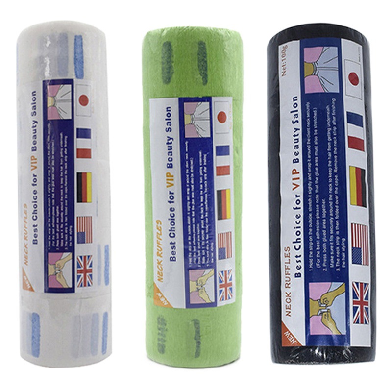 Papel desechable para el cuello para peluquerías, papel protector para el cuello para cortar el cabello, crema antirotura de cabello, crema anti-teñido, producto exclusivo de salón de alta gama.