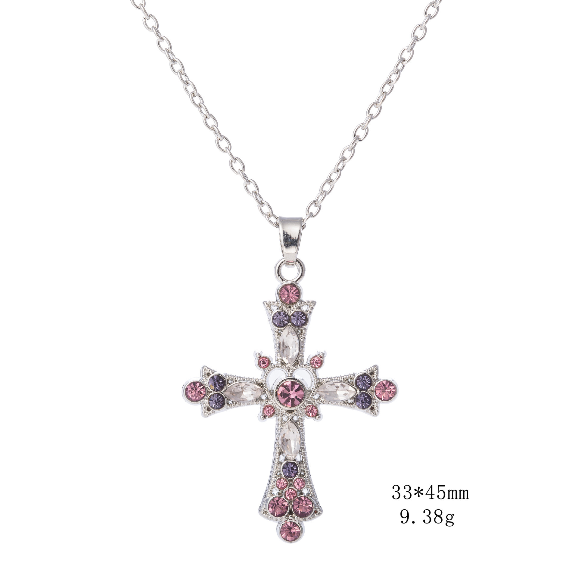 1 Piece Fashion Cross Artificial Crystal Titanium Steel Inlay Zircon Womenu0027S Pendant Necklace