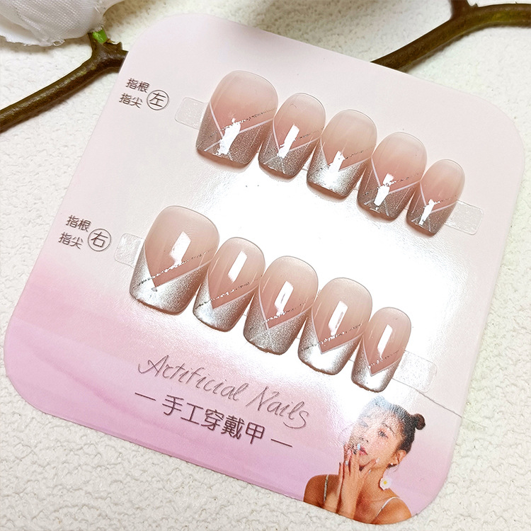 Libro rojo de venta caliente de uñas de ojo de gato portátiles, parches de uñas de fototerapia simples, 10 piezas de uñas hechas a mano.