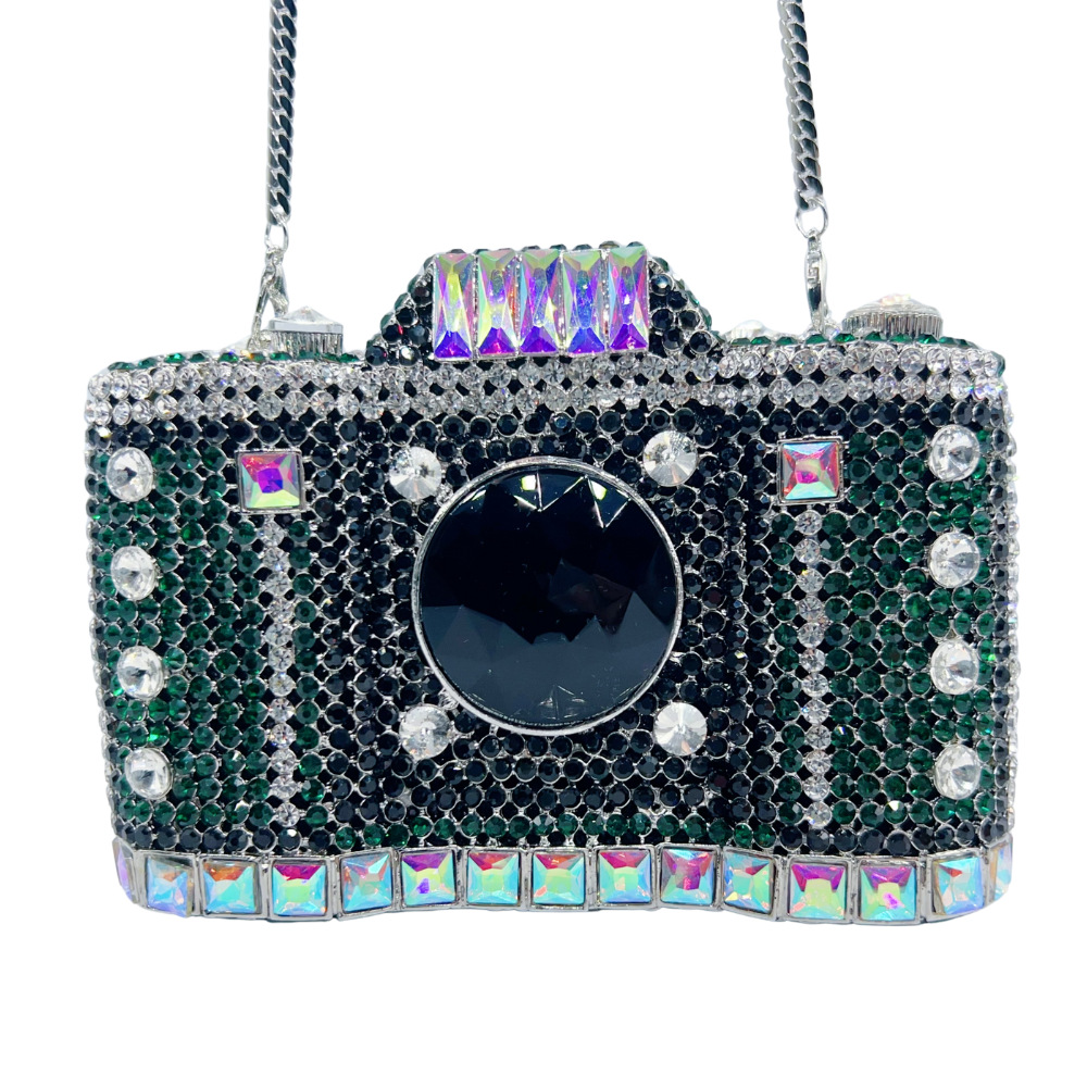 Túi clutch nữ đính kim cương cầm tay dự tiệc sang trọng — Cà phê vàng/hàng có sẵn, Màu xanh lục, Màu bạc, Màu xanh lá chi tiết 2