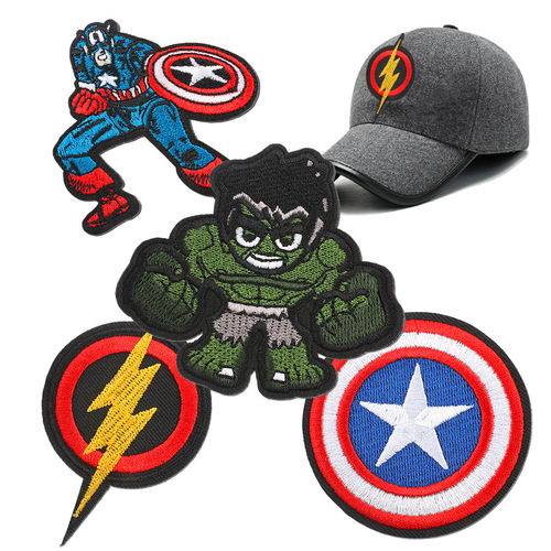 Cartoon Avengers Marvel anime character embroidered cloth patch Iron Man children's clothing hat embroidered accessories patch label