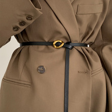 文艺复古椭圆形皮革腰带高级感轻奢气质腰链通勤百搭休闲腰部饰品