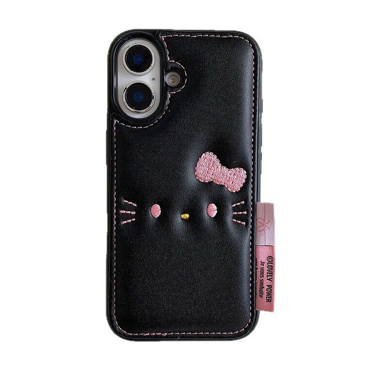 刺绣粉色卡通kitty16promax适用苹果15promax毛绒手绳14pro/13pro|undefined