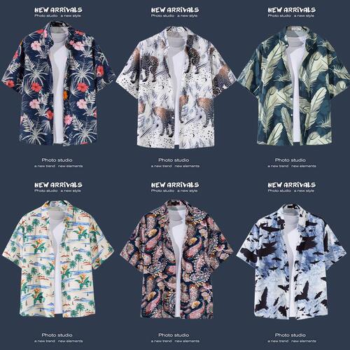 Fashion Floral Shirt, Hainan Island Clothing, Beachwear, Sanya Summer Style, Thai Travel, Men's Couple Casual Loose Jacket