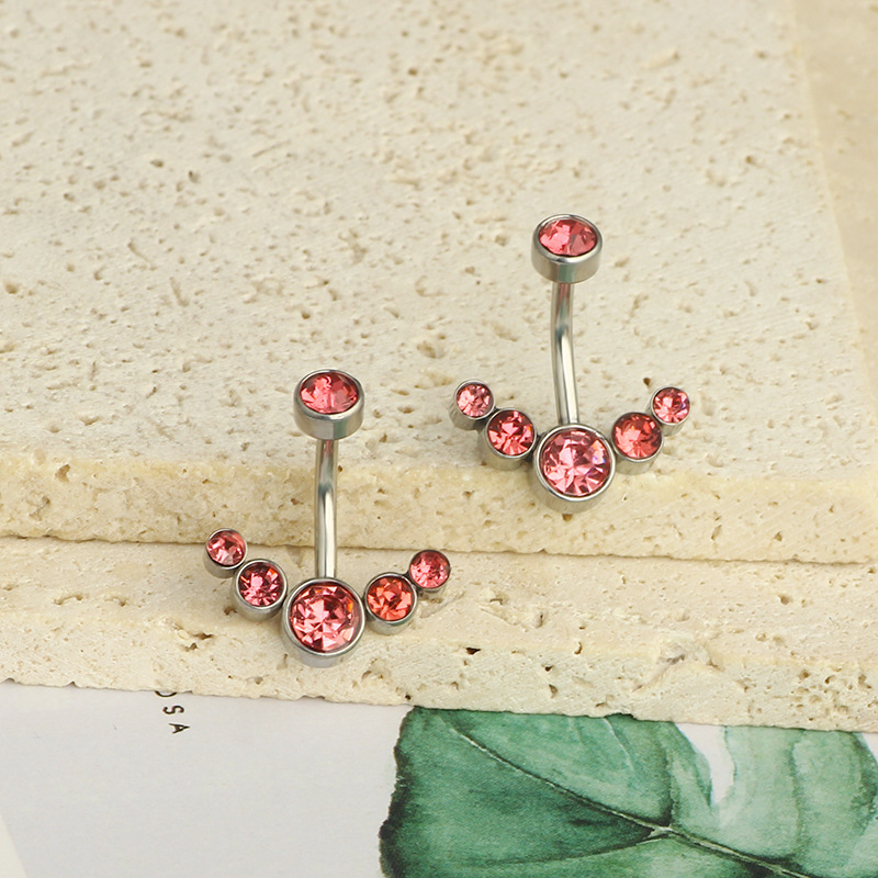 8g Weight Zircon Inlay Material 1 Piece Belly Rings Simple Style Classic Style Solid Color 304 Stainless Steel Inlay Zircon Belly Rings