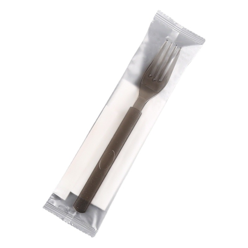 Disposable American Spoon and Chopsticks Four-Piece Set Meal Package Takeaway Bibimbap Light Food Frosted Hard Spoon with Paper Towel Toothpick Set