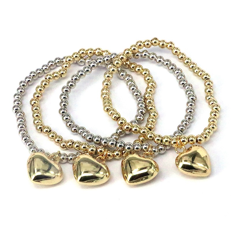 18g Weight Bracelets Classification Copper Ig Style Simple Style Heart Shape Beaded Plating Bracelets