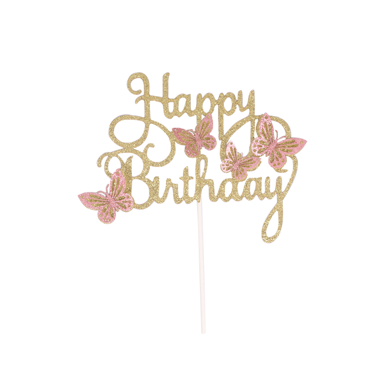 Decoración de fiesta postre multicolor horneado tarjetas feliz cumpleaños letras inglesas tarjetas mariposas