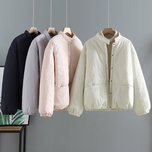 Winter new cotton-padded 2024 Korean version of simple solid color collar small cotton-padded jacket cotton-padded jacket women's wholesale 9575