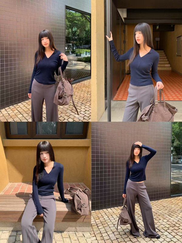 誉一新款2025秋季甜辣风领针织衫女百搭修身显瘦长袖上衣女c3090|undefined