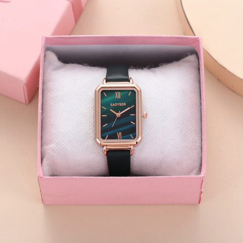 Exquisite gift set with belt, quartz watch + necklace + ring + earrings (4pcs/set)