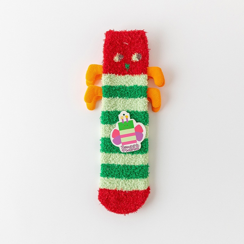 Calcetines de Piso de Caña Media para Mujer de Terciopelo de Coral Antideslizantes y Térmicos para Invierno