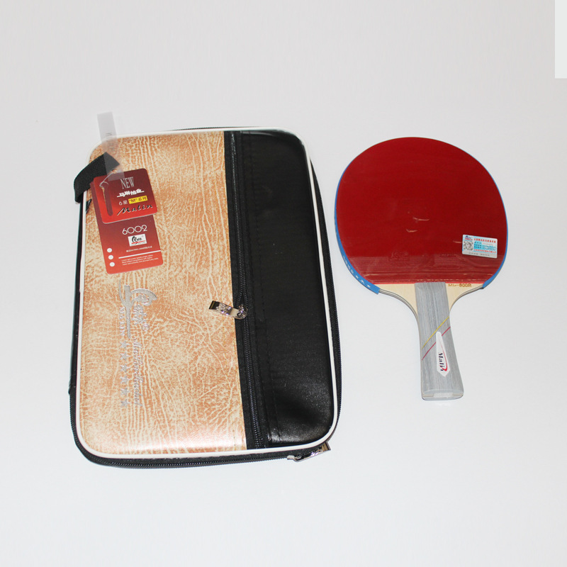 Malin Six-Star Table Tennis Racket 6006 Short Handle Straight Racket 6002 Long Handle Horizontal Racket Double-Sided Anti-Adhesive Table Tennis Set