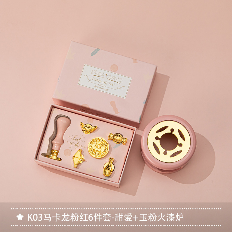 Nuevo macaron fuego pintura cera grano horno sello mano cuenta Día de San Valentín cumpleaños regalo fuego pintura sello conjunto completo al por mayor