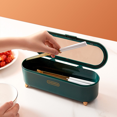 Set of one-piece chopstick holder, household plastic draining chopstick storage box, kitchen utensil spoon stand, condiment box