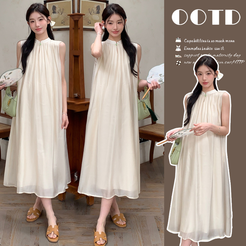 Maternity 2024 Summer New Chinese Style National Style Temperament Slimming Holiday Style Long Internet Celebrity Pregnant Women dress