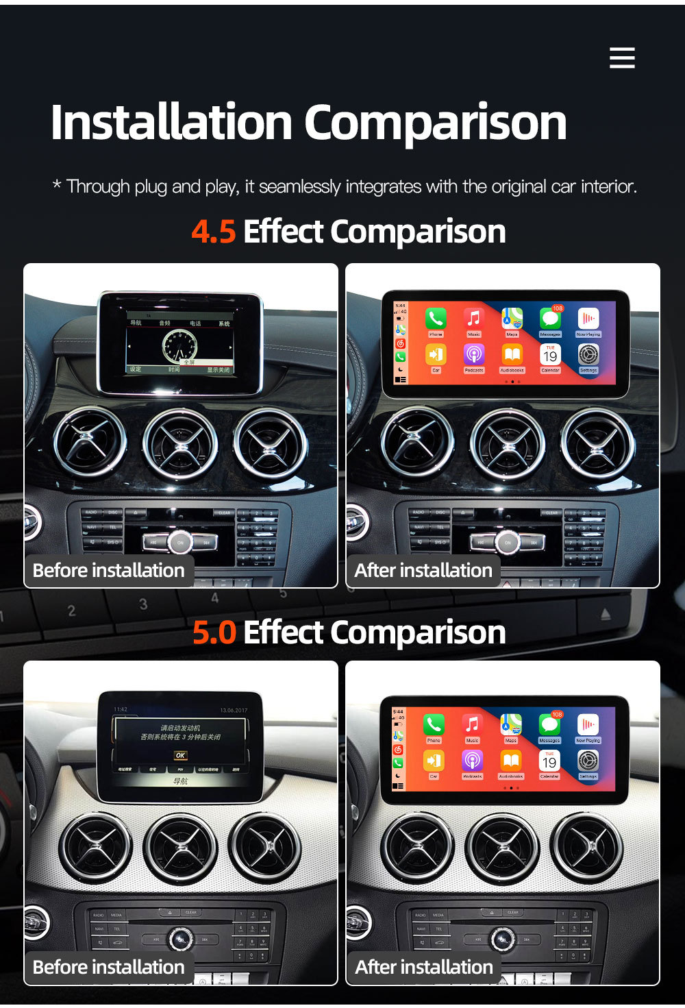 Car-Mounted Central Control Large-Screen Navigation Carplay Player Suitable for Mercedes-Benz B-Class W242 W246