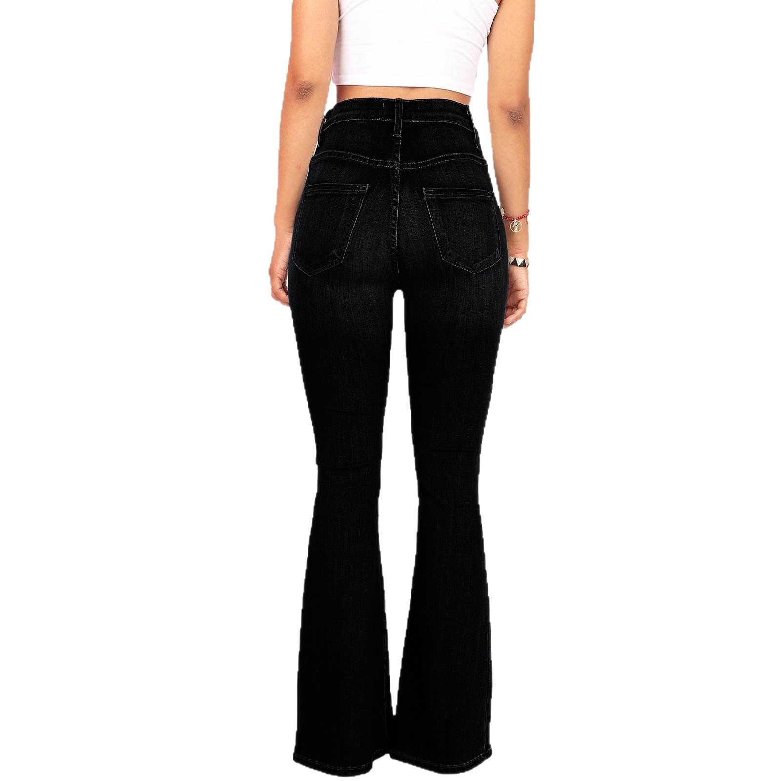 Ventas directas de fábrica 2025 pantalones vaqueros de mujer de estilo explosivo europeo y americano para mujer pantalones acampanados de cadera de cintura alta ajustados al por mayor