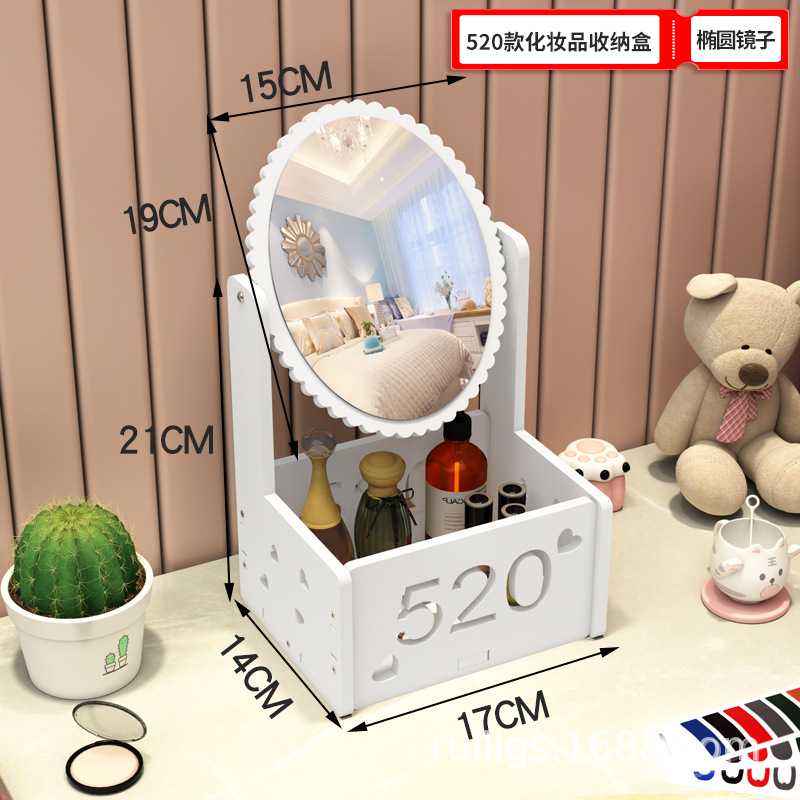 Espejo de maquillaje espejo portátil chica Internet celebridad escritorio vestidor espejo estudiante dormitorio tocador simple espejo con caja de almacenamiento