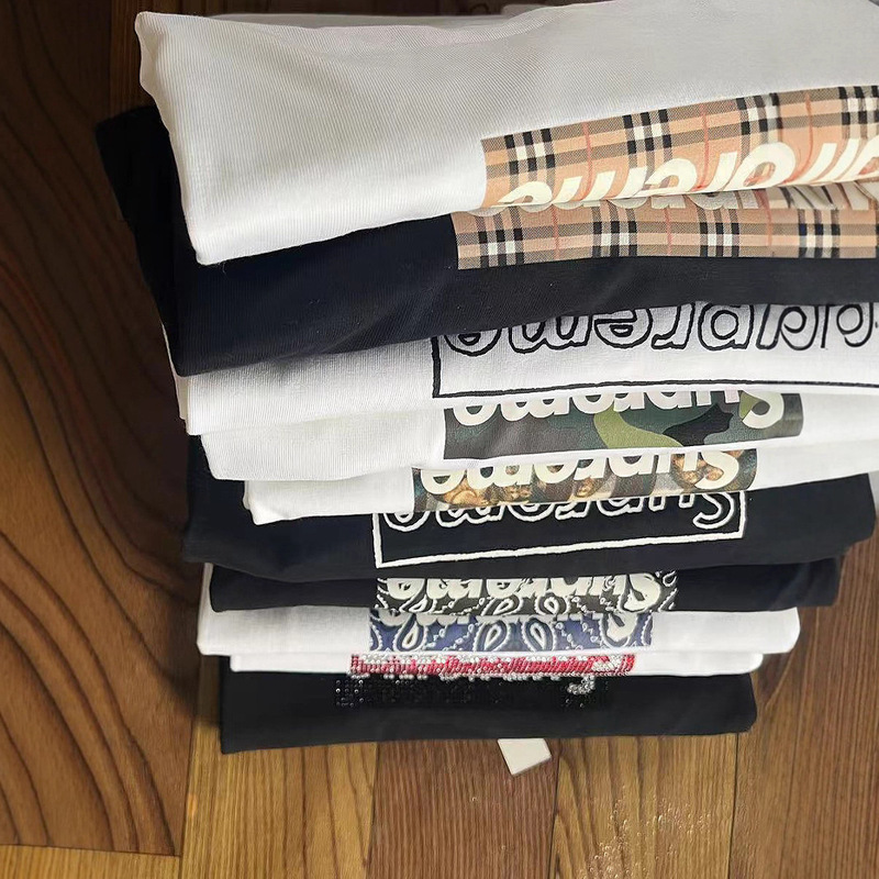 ヨーロッパとアメリカのトレンディなブランド 270 グラム純綿ストリート Sup レタールーズ半袖 Tシャツ男性と女性のクラシックプリントジョイント Tシャツ夏|undefined