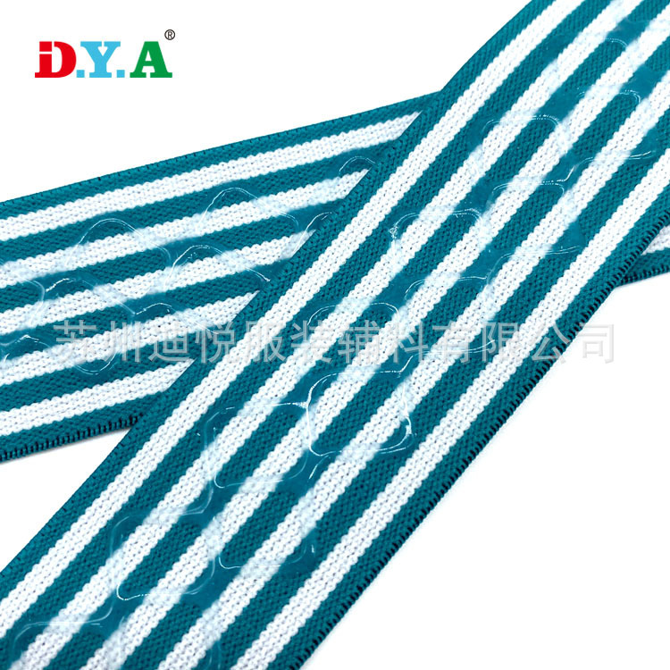 3.5cm条纹提条无缩带硅胶滴胶松紧带服装辅料批发防滑间色松紧带