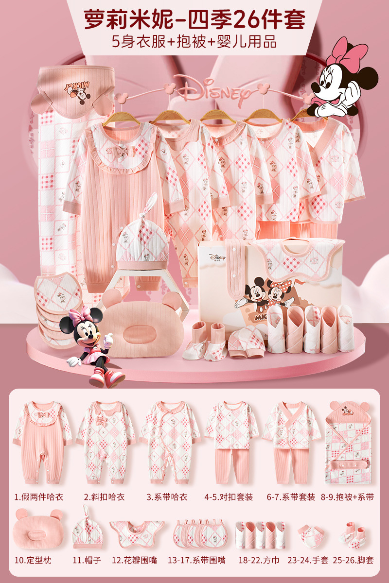 ディズニー ベビーギフトボックス 新生児服 純綿セット 新生児 女の子 満月祝いギフト 高級