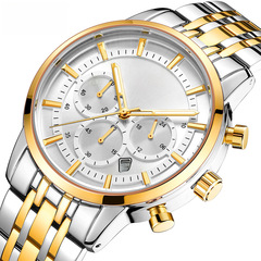 MINI FOCUS商務男表 時尚大錶盤夜光石英表防水鋼帶男手錶MF0282G