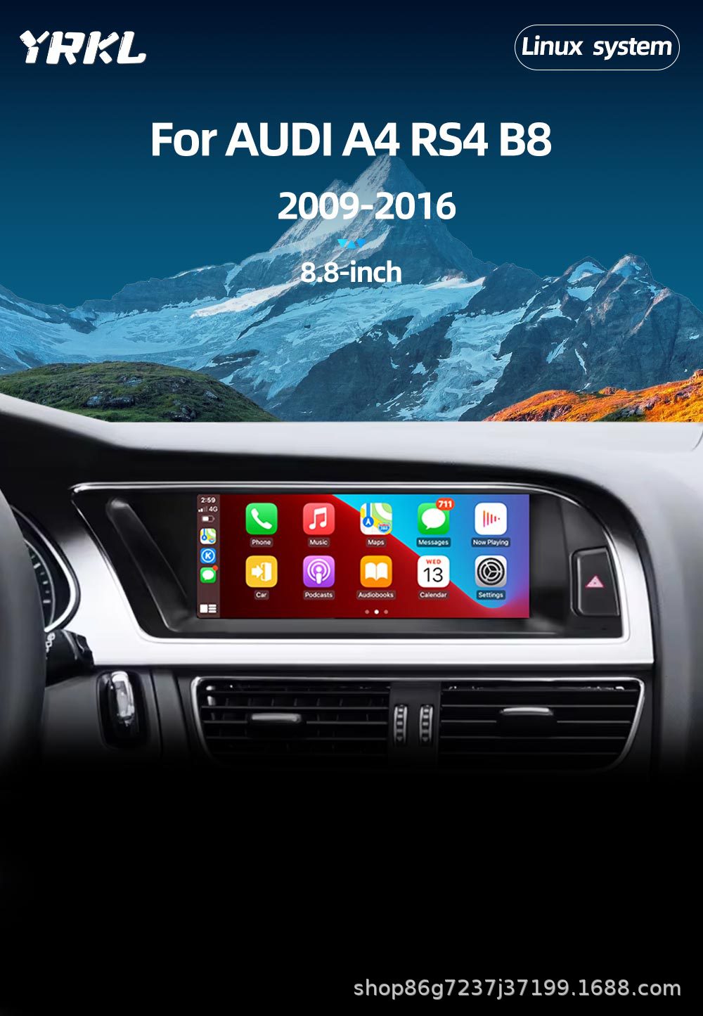 Suitable for Audi A4 B8 8.8inch Navigation Central Control All-In-One Machine Bluetooth Player Carplay Car Navigation