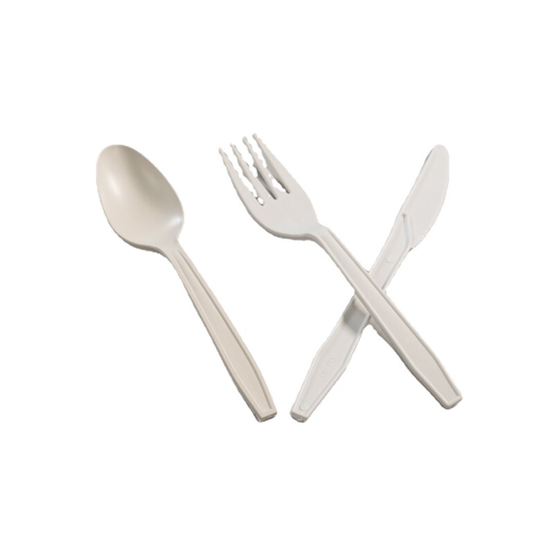 Disposable CPLA corn starch biodegradable 6-inch knife, fork and spoon food tableware factory direct sales