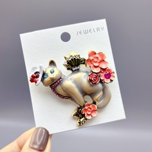 欧美流行复古带帽小猫胸针女士女孩可爱小动物宠物胸花服装配饰