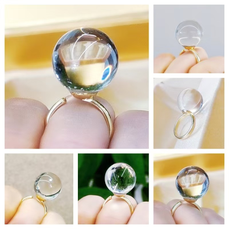 Natural White Crystal Fortune Ring with a Sleek, Shiny Surface, Fashionable and Simple, Exuding a High-End Feel, Suitable for Both Men and Women