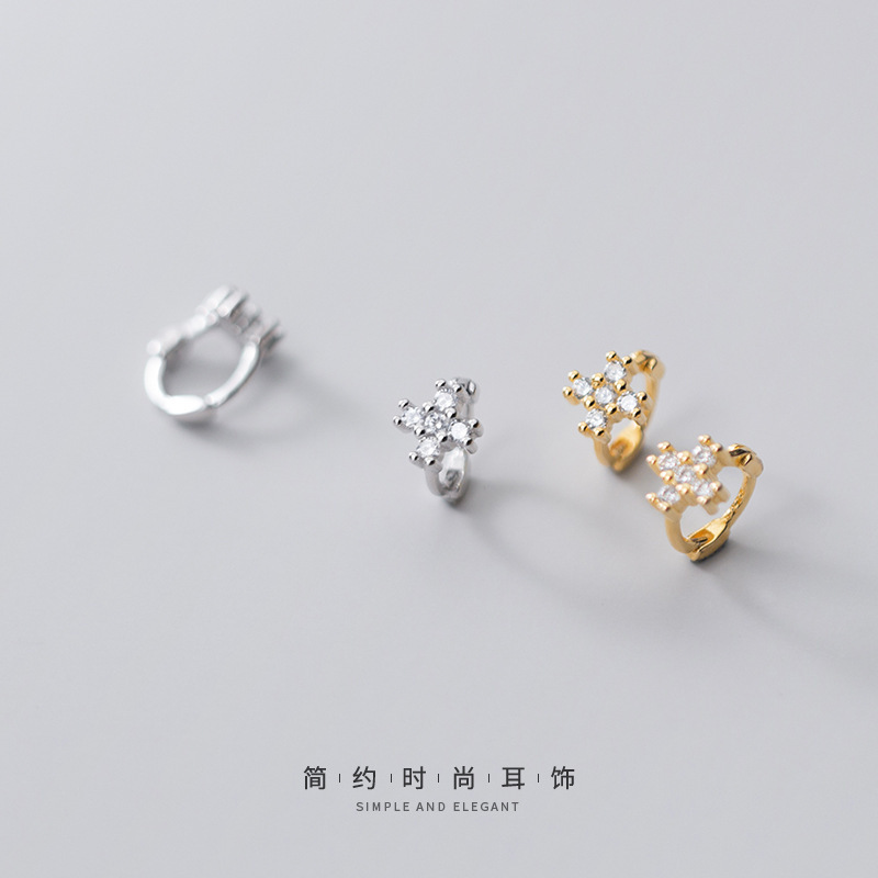 Eloch s925 plata cruz pendientes femeninas coreanas temperamento diamantes adornos de orejas personales dulces damas G7062