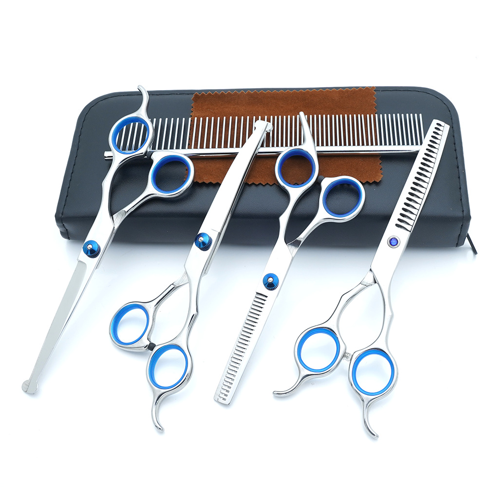 Tijeras para mascotas set de peluquería para perros herramientas de belleza tijeras de corte de pelo tijeras de flexión tijeras de corte tijeras