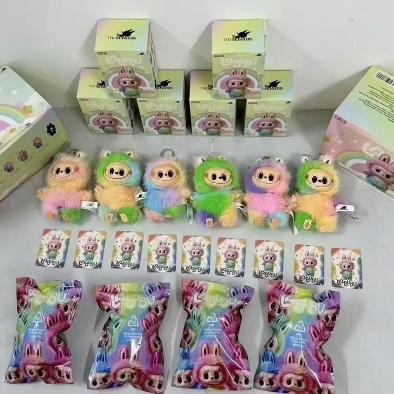 厂家直销现货泡泡拉布布毛绒公仔心动盲盒搪胶脸潮玩手办礼物彩虹|undefined