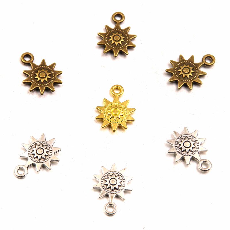 3 color 12*17mm explosions diy alloy double-sided sunflower punk gear charm pendant handmade jewelry accessories