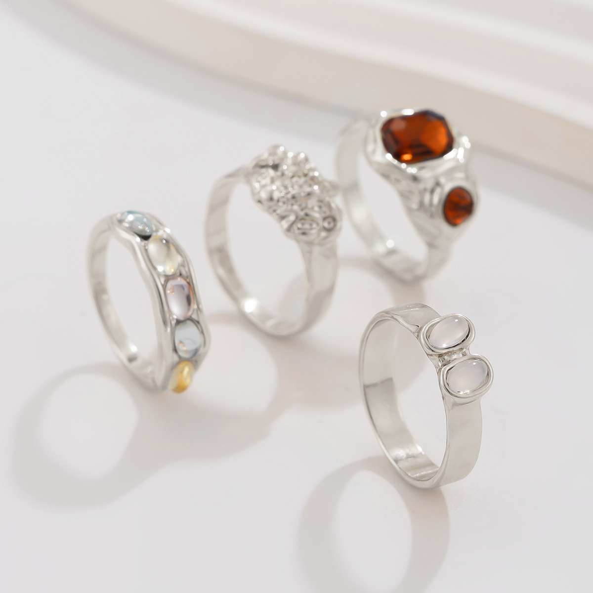 19g Weight Rhinestones Inlay Material Rings Classification One Size Ring Size 1 Set Quantity Holiday Occasion Alloy Material Geometric Pattern Women's Gender Plating Design Retro Style 1 Set Geometric Rings Alloy Rhinestones Women's Retro Rings 12