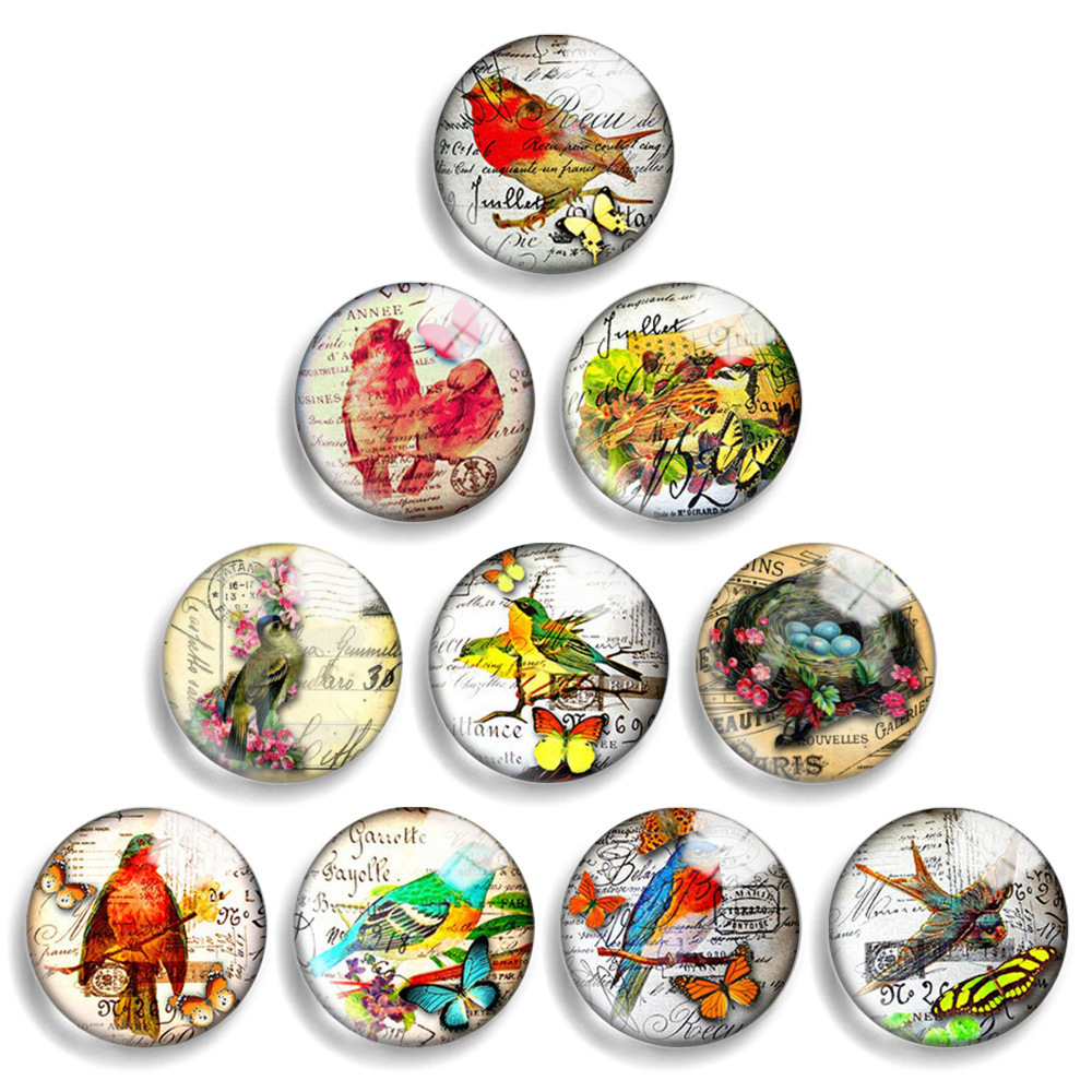 12mm18mm20mm25mm40mm复古鸟8731夜光时光宝石水晶玻璃圆形片