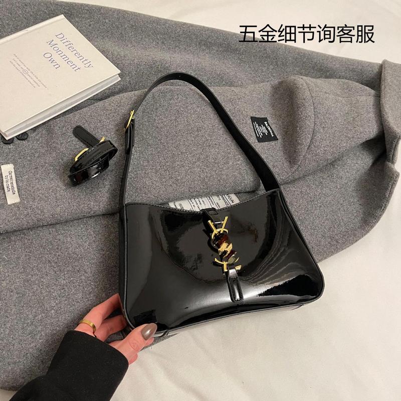 跨境爆款代发油蜡皮腋下包春季新款时尚漆皮单肩包潮百搭手提女包|undefined