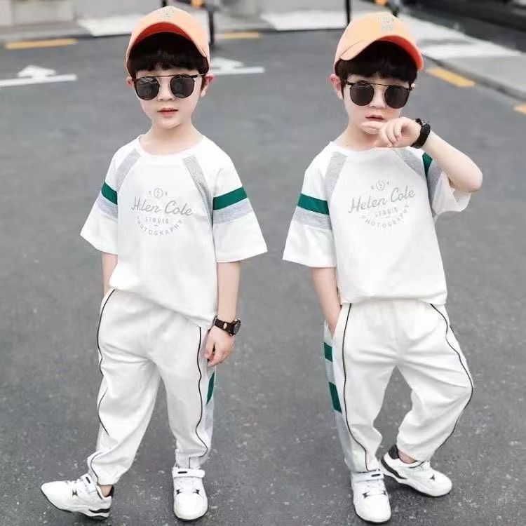 Boys Summer Suit New Handsome Loose Sports Korean Style Summer Children Little Boy Sports Two-Piece Set