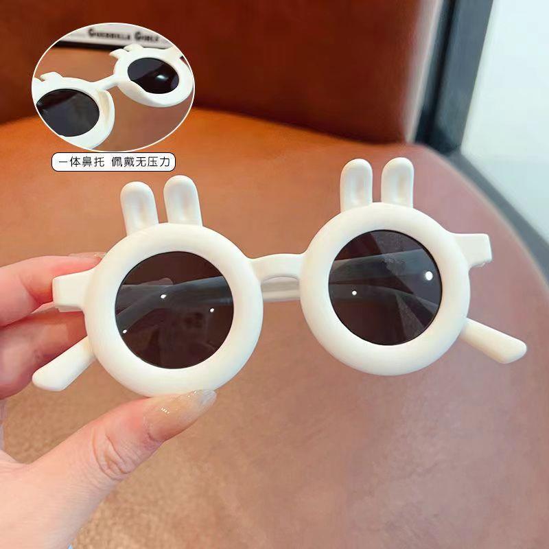 New children's bunny sunglasses, ultra cute cartoon glasses, round frame, super cute baby sunglasses, personalized baby glasses