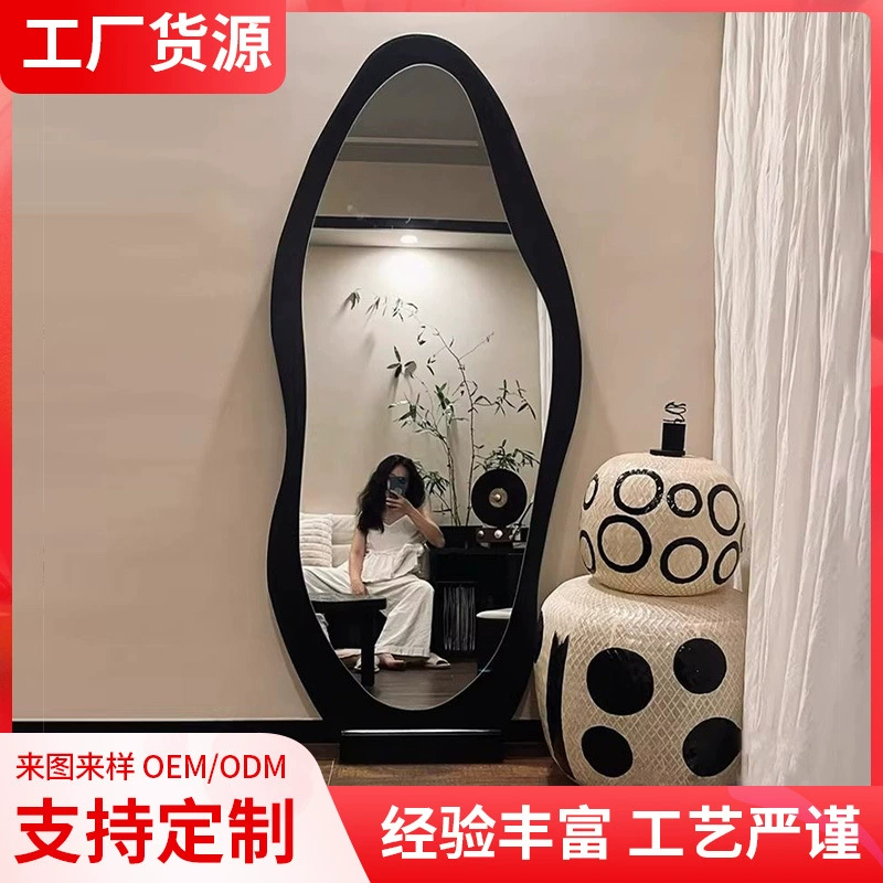 Ретро зеркало в полный цвет сетка красное зеркало от пола до потолка новое изогнуто деревянное зеркало номер туалет зеркало отель инженерное зеркало примерка