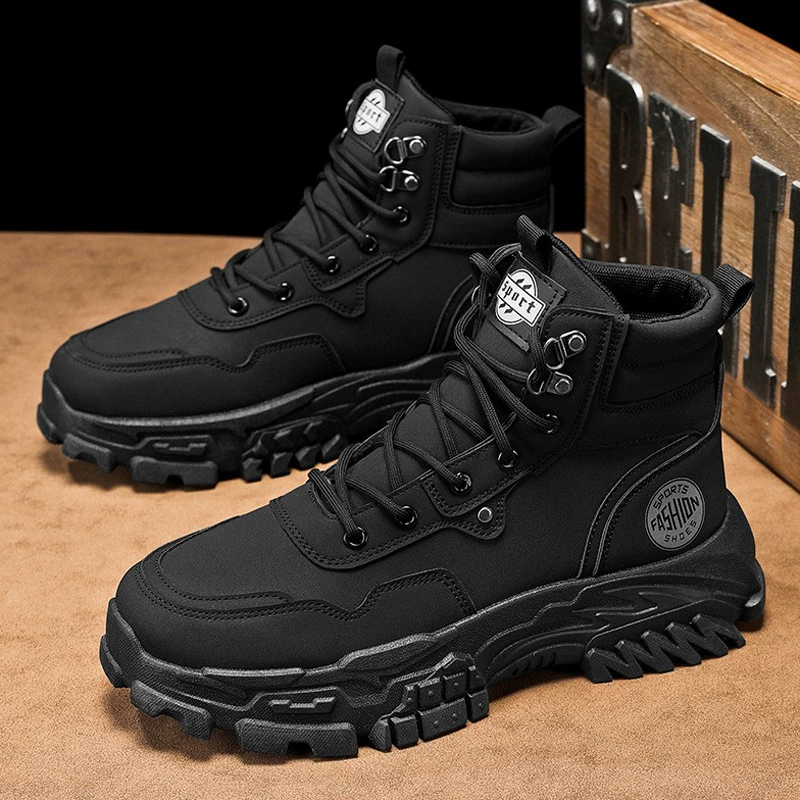 Взрывная мужская модная обувь 2024 осенью и зимой дикие сапоги Martin модные черные рабочие мотоциклетные сапоги