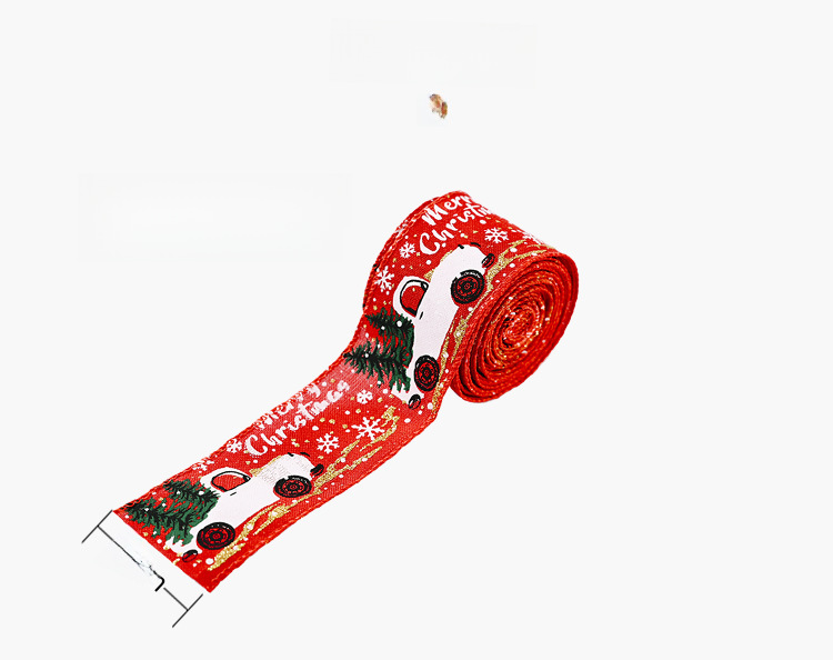 Haobei Creative nouvelle décoration de Noël fournitures couleur voiture impression ruban couleur décoration d'arbre de Noël ruban bande de couleur_voghion.com
