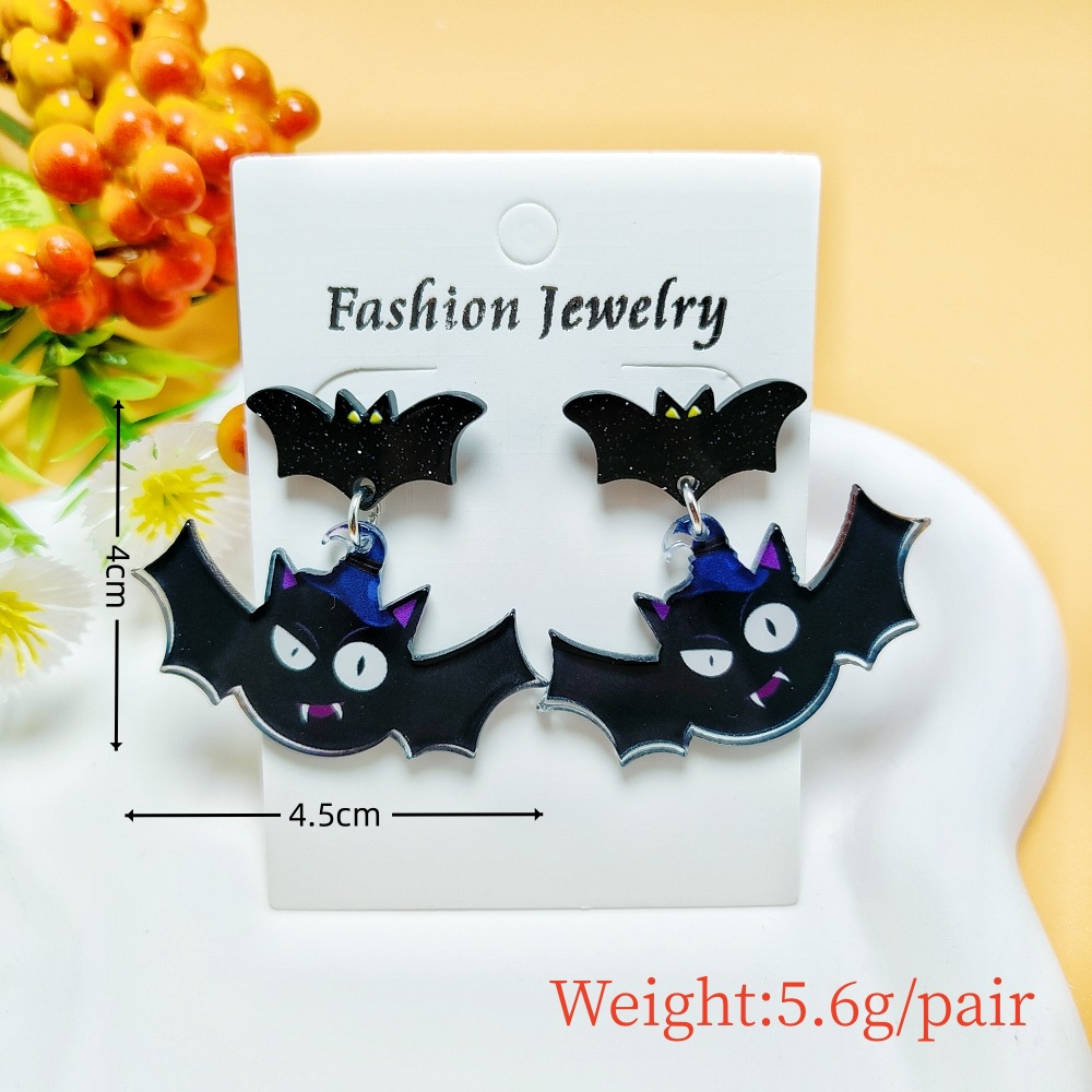 8g Weight 304 Stainless Steel Ear Needle Material Drop Earrings Classification 1 Pair Quantity Holiday, Daily Occasion Acrylic Material Halloween Festival Geometric, Pumpkin, Butterfly Pattern Women's Gender Casual, Simple Style Style 1 Pair Casual Simple Style Geometric Pumpkin Butterfly Arylic Drop Earrings 16